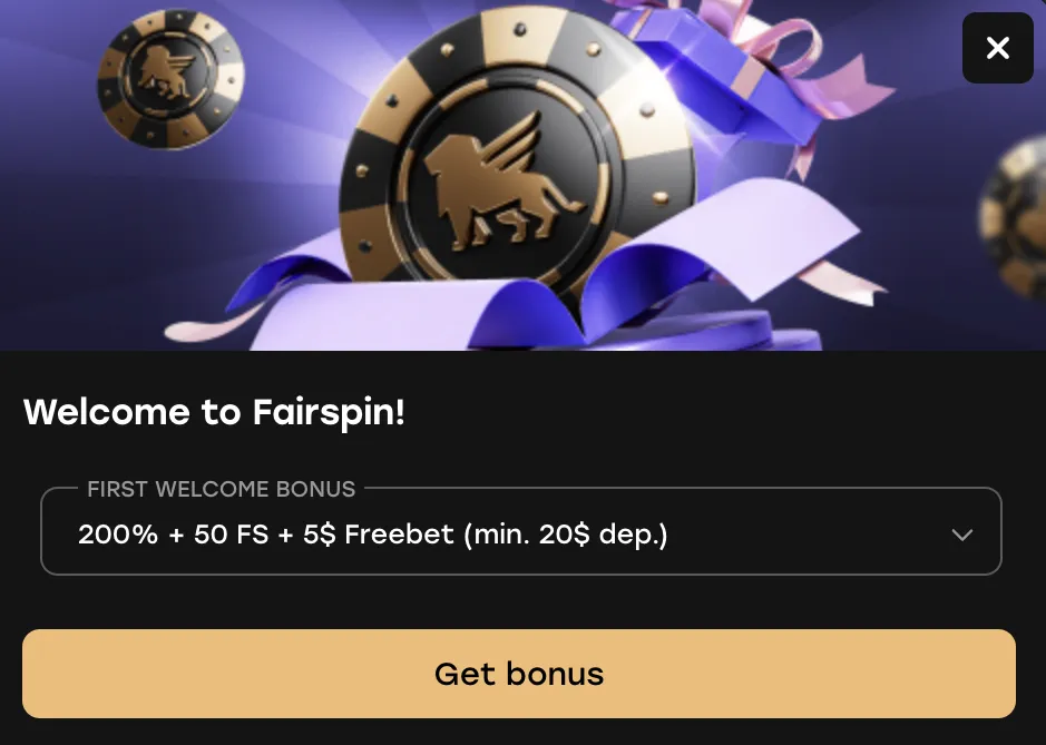 fairspin welcome bonus